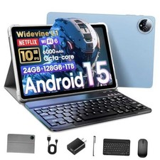 Android 15 Tablet 10 Inch, 24GB RAM 128GB ROM/1TB Expandable, 1.8GHz Octa