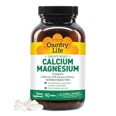 Country Life Target-Mins Calcium Magnesium Complex 1000mg/500mg, 90 Tablets,