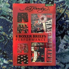 ED HARDY 4 Pack Medium Men  s Performance Boxer Briefs Multicolor Prints New