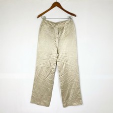 Vintage Jean Paul Gaultier Satin Wide Leg Pants Mid Rise Cream Button