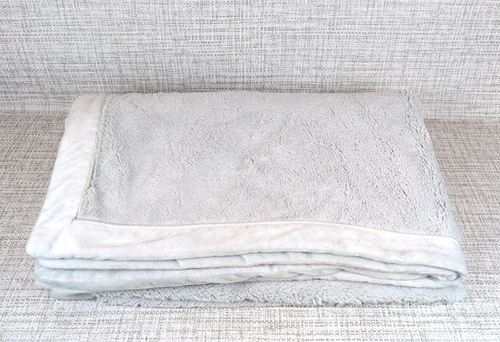 Restoration Hardware Luxe Faux Fur Throw Blanket Thick Warm Gray Fleece 45"x65"