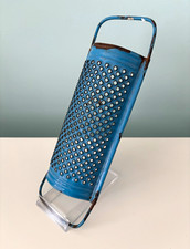 Vintage Danish Blue enamelware Metal Grater - Scandi kitchen - Kitchenalia