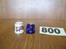 2 x Thimbles - 1 Royal Crown Derby & 1 Enamel Cobalt Blue & Gold Fleur de Lys