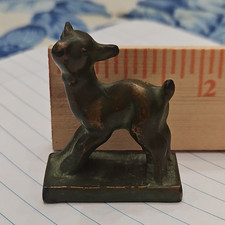 Small Brass Deer/ Fawn Figurine Sculpture on Base