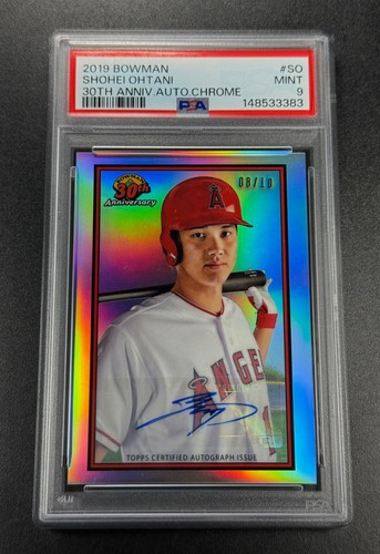 SHOHEI OHTANI 2019 BOWMAN CHROME 30th ANNIVERSARY AUTO #'D /10 SSP PSA 9 POP1