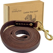 Leather Dog Leash 6ft, Dog Leashes for Large Dogs Heavy Duty, Soft Handmade Leat