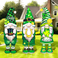 3 Pcs St. Patrick'S Day Yard Sign Gnome Outdoor Sign with Stakes St. Patrick'S D