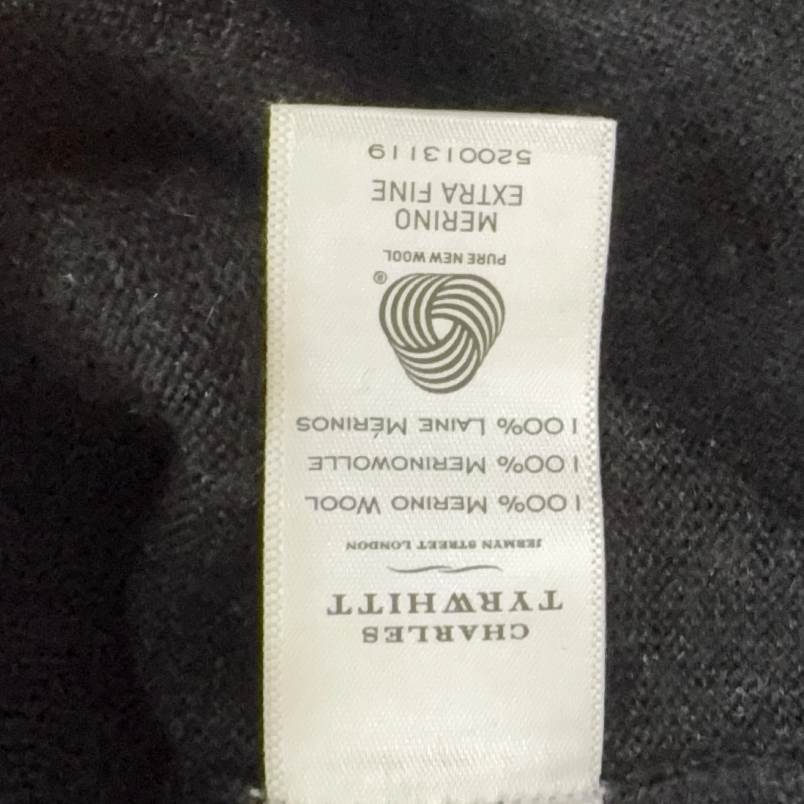 Charles Tyrwhitt Men's Wool Knit Vest Full Zip Dark Grey Size L - product detail image 6