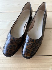 Salvatore Ferragamo 8 3A Black Brown Animal Print Patent Leather Loafers Flats