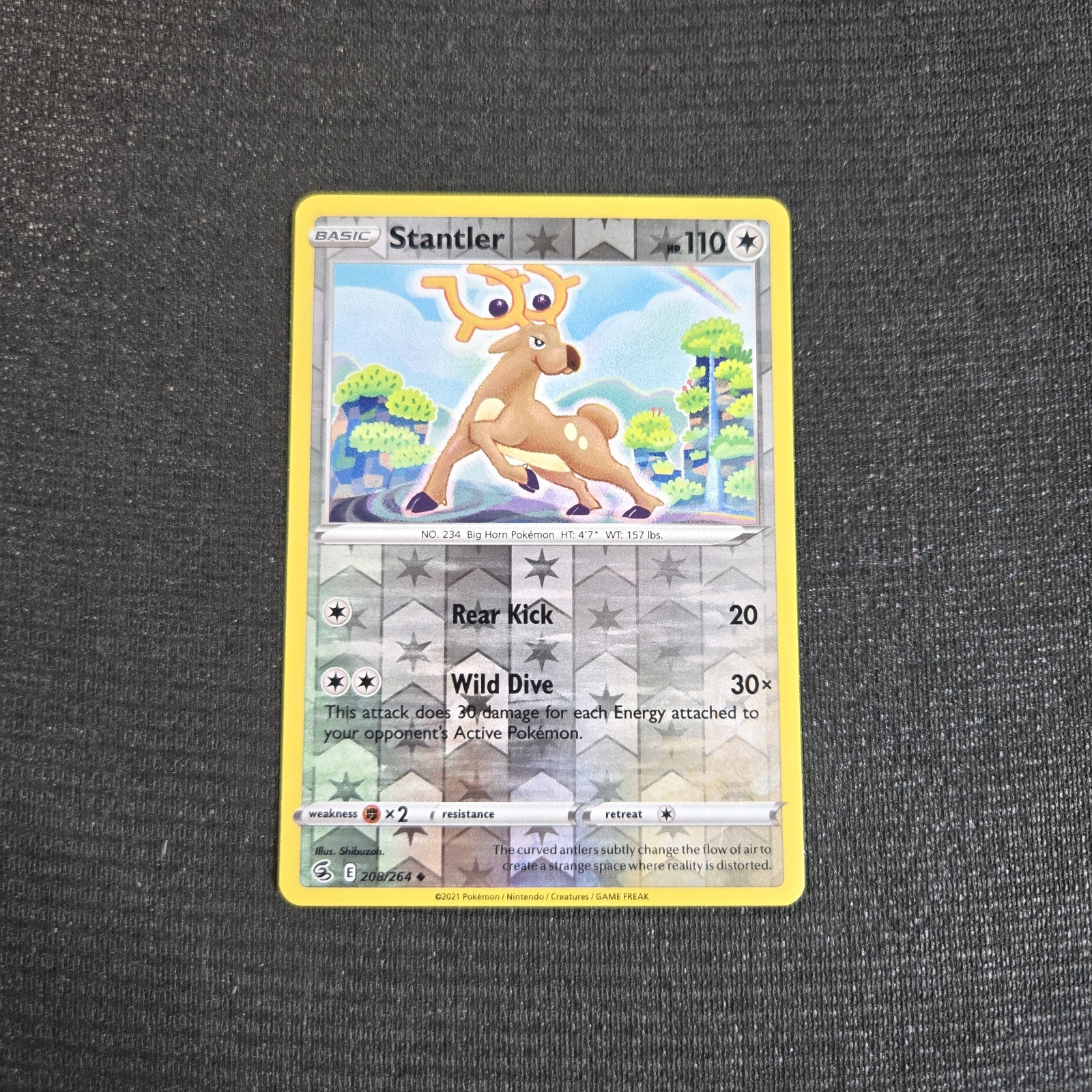 Pokemon TCG Fusion Strike Stantler Reverse Holo Card 208/264