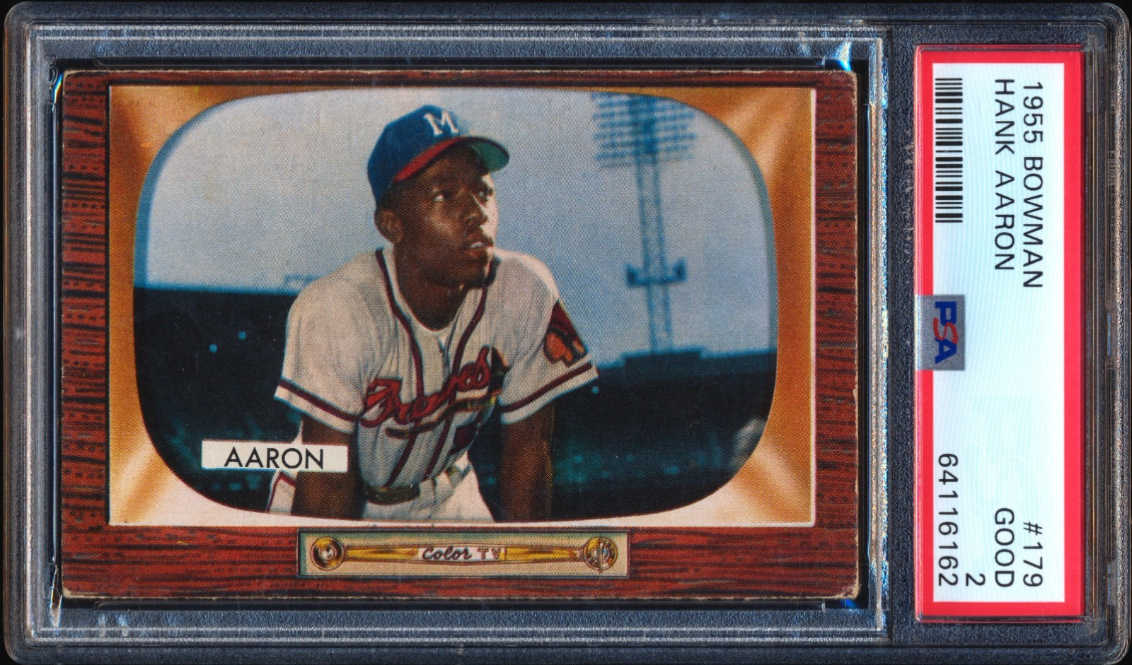 1955 Bowman #179 Hank Aaron PSA 2 CENTERED