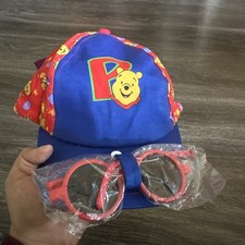 Disney Winnie Pooh VTG Color Block Snapback Hat Cap With Glasses Infant NWT