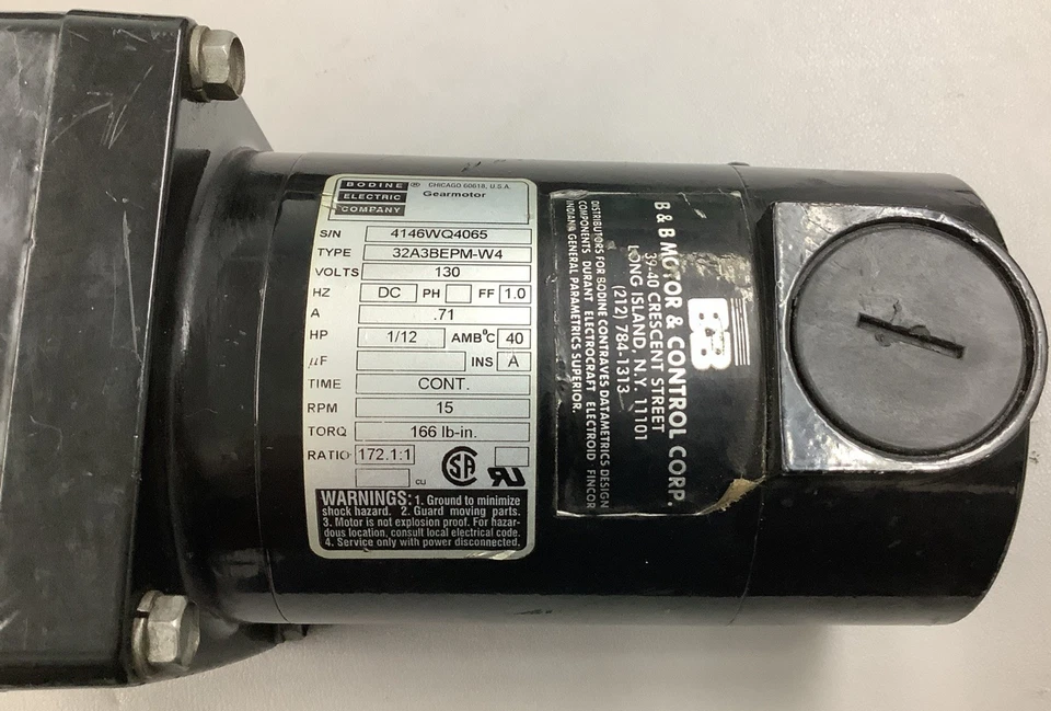 Bodine Electric 32A3BEPM-W4 DC Gearmotor 130V 1/12HP 172.1:1 Ratio (B495) - Image 3 of 4