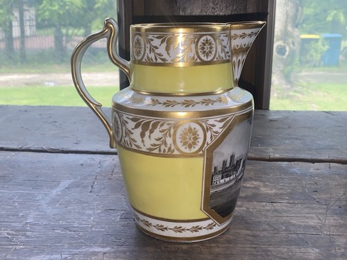 Chamberlain’s Worcester Pitcher Yellow With Gilt View Of Worcester Ca. 1840’s - Picture 5 of 9