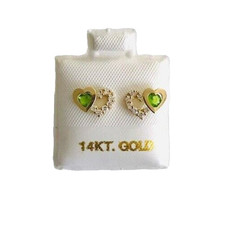 14K Real Solid Yellow Gold Heart Stud Earrings 6.2mm x 8.5mm - S836-8
