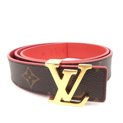 Louis Vuitton Monogram Ceinture LV Initial ReversibleBelt 85/34 Rouge M9498 Auth