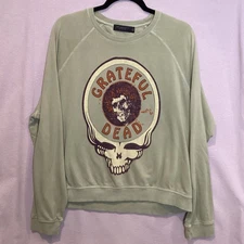 JUNK FOOD GRATEFUL DEAD WOMEN'S Raglan Crew SWEATSHIRT Xl Sage Green
