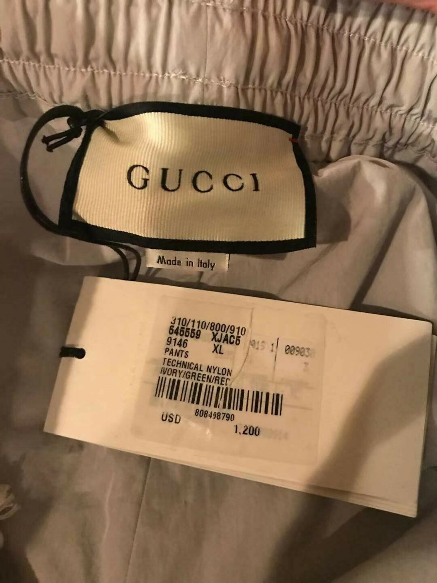 New Gucci Grey Green Red Technical Nylon Web Stripe Sweat New Gucci Grey Green Red Technical Nylon Web Stripe Sweat