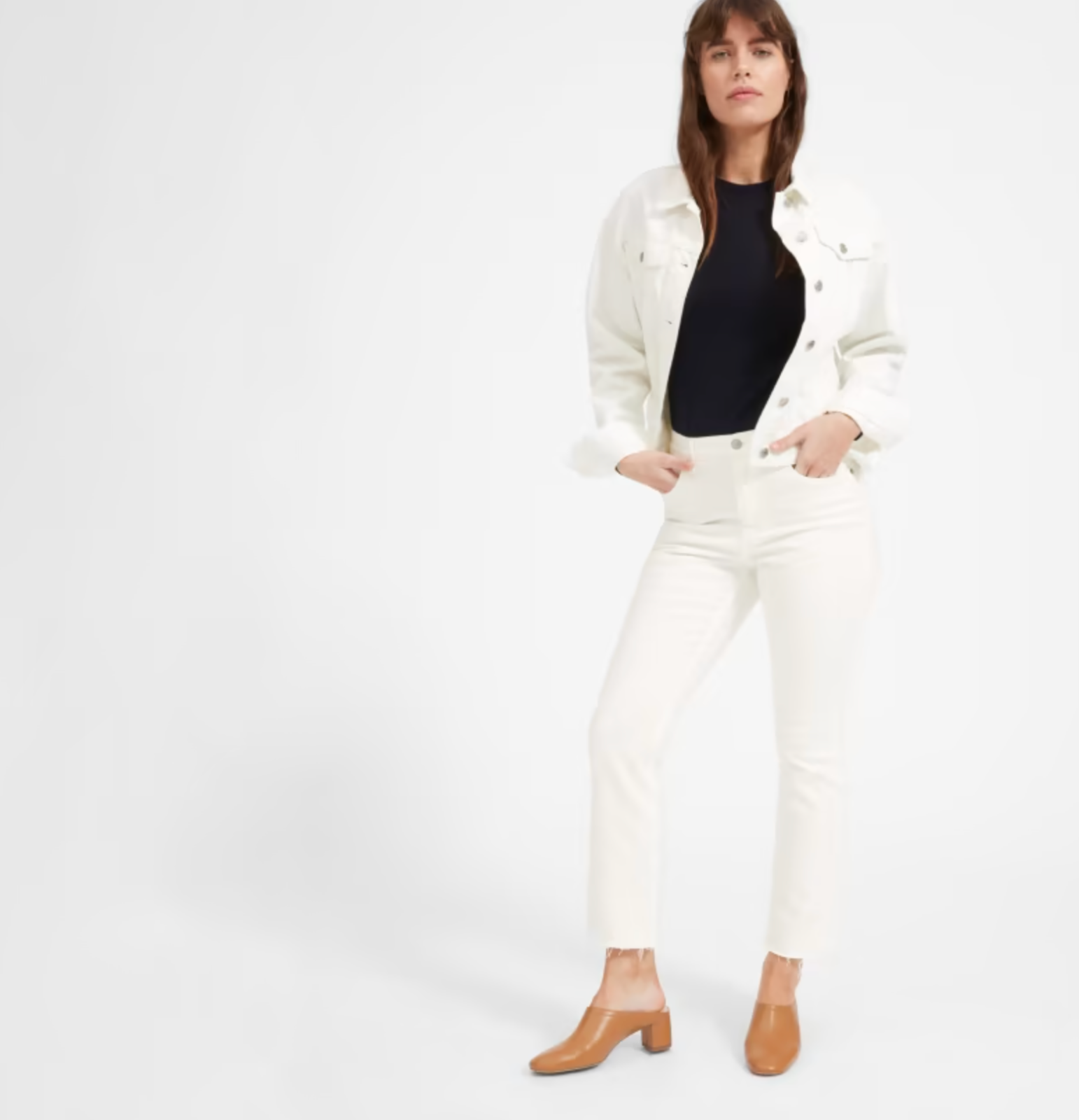 Everlane Women's White High Rise Kick Crop Jeans SZ 28 | eBay
