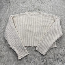 Lulu's Women's M Cream Ribbed Mock Neck Pullover Cropped Sweater
