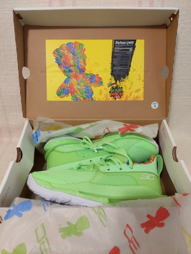 Under Armour Stephen Curry 7 Sour Patch Kids Lime Green 3022113 302 GS Size 3.5Y - Picture 10 of 12
