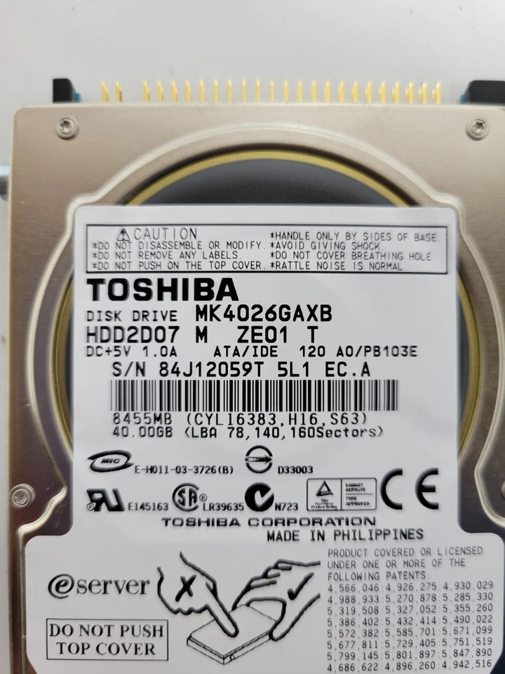 2,5 " 2 1/2in 40gb Hard Drive Toshiba MK4026GAXB HDD2D07 Ide Pata Hard Disk F64 - Image 3 of 4