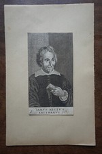 IANUS NICIUS ERYTHRAEUS. Portrait. gravure 17 eme. Dimensions : 80 mm X 150 mm.