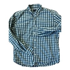 J.Crew Button Down Oxford Shirt Mens Large Blue White Plaid Long Sleeve Preppy