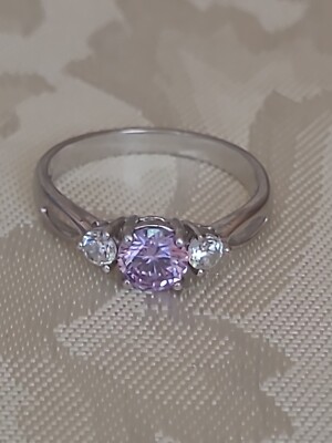 VTG Designer PAJ 925 Sterling Silver Purple & Clear CZ Ring Size 7 JS