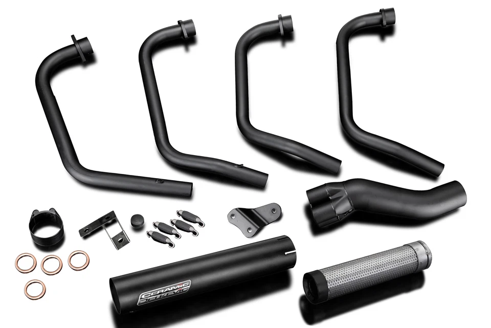 Escape completo Delkevic recubierto de cerámica negro con silenciador recto para GS1100E Foto 4 de 4