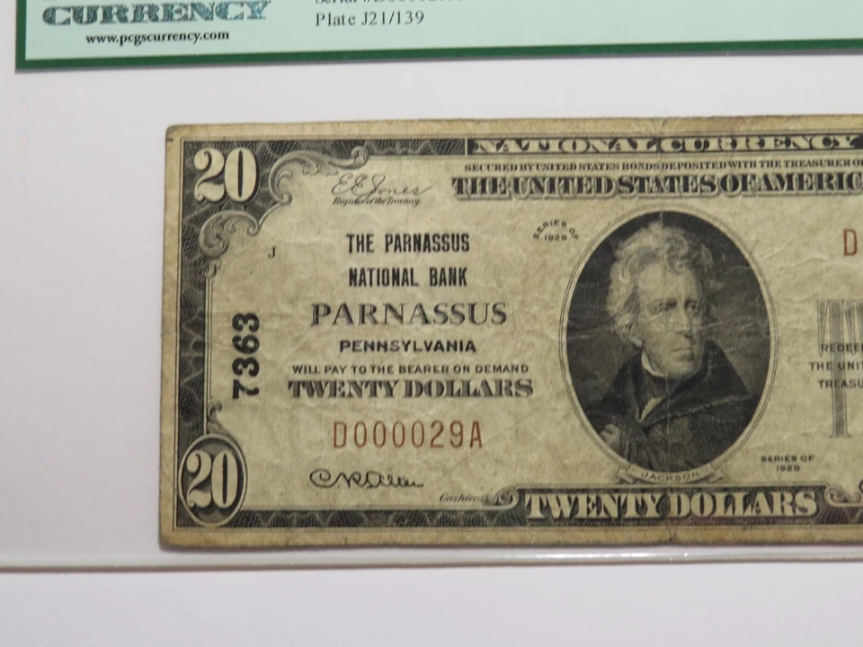 $20 1929 Parnassus Pennsylvania National Currency Bank Note Bill Ch. #7363 PCGS - Image 3 of 4