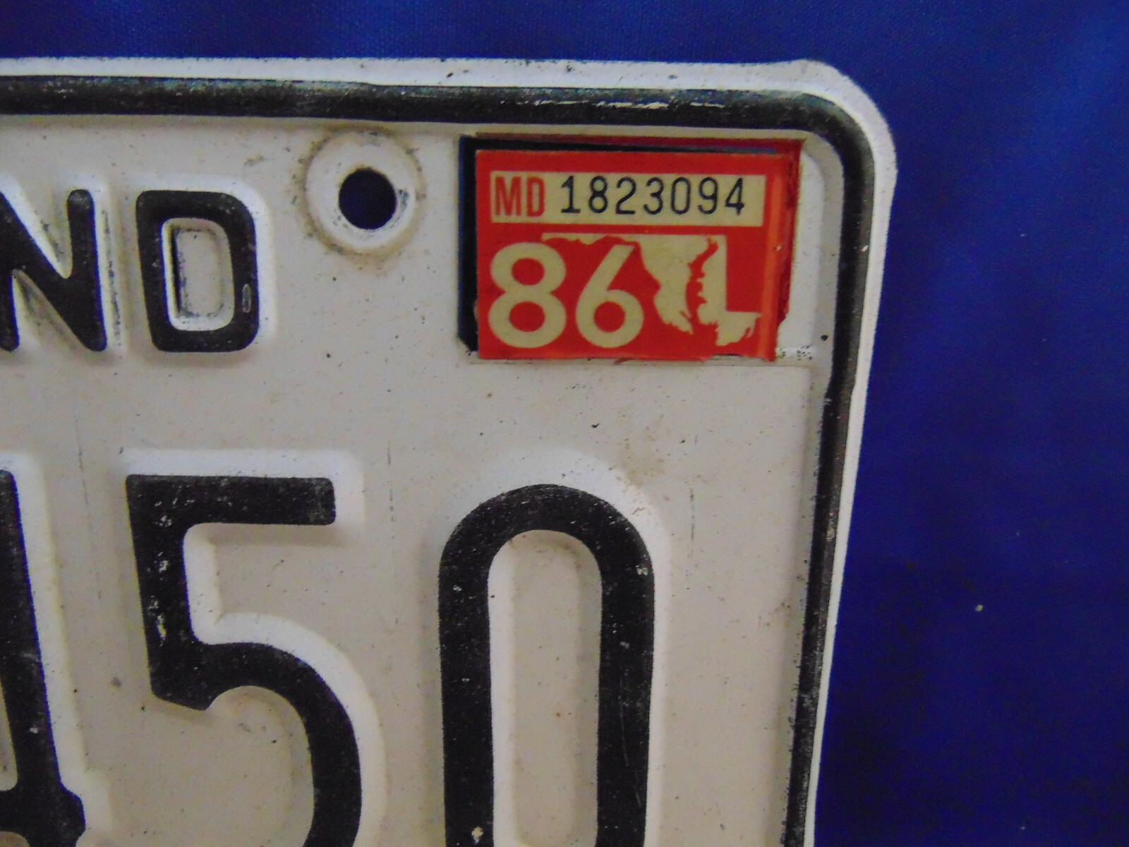 2 Maryland 1986 license plates tags EEA 450 DMV Glen Burnie office