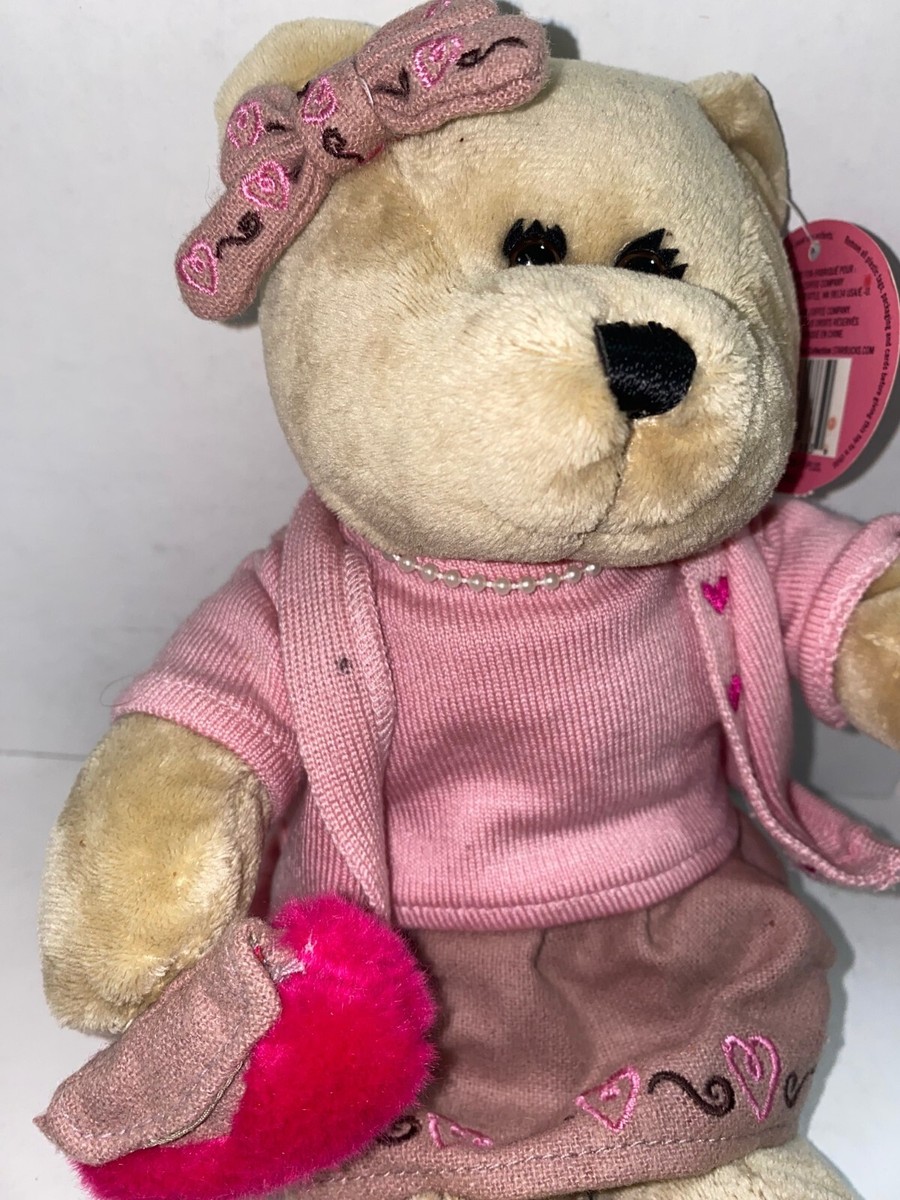 59th Bearista Bear 2007 Starbucks Pearls Purse Hearts Plush