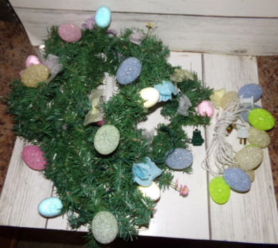 Easter Garland with Colored Egg Lights and 10 Egg Light Set