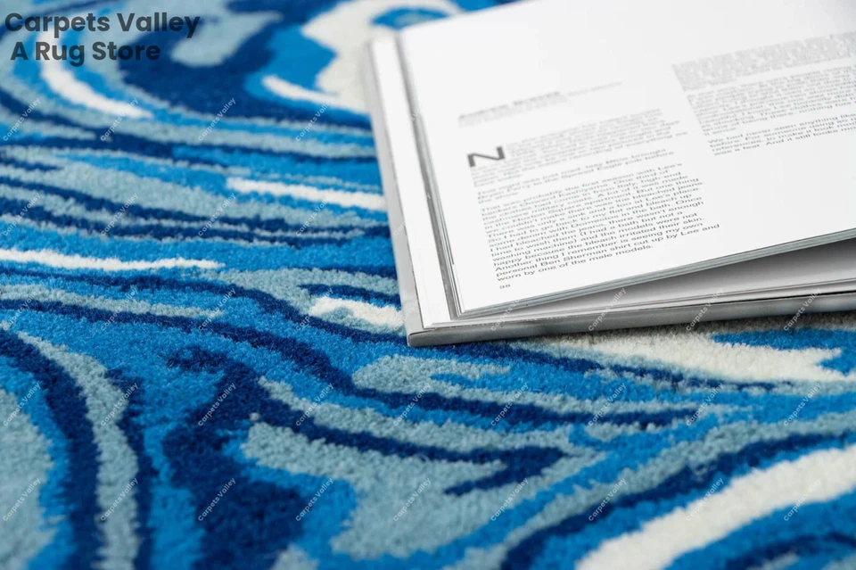 Melting Ocean Runner Hand-Tufted Wool Handmade Area Rug Carpet for Home, Bedroom - Image 3 of 4