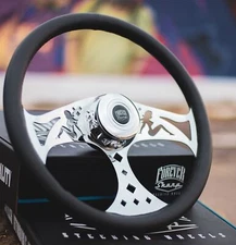 18" Steering Wheels Chrome Spokes Black Leather Grip 5 Hole FREIGHTLINER