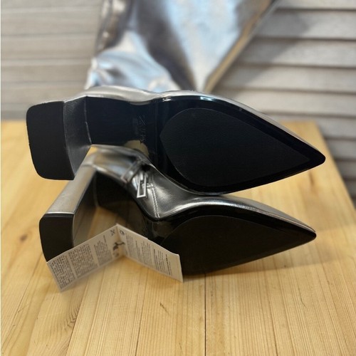 Zara Silver Knee-High Boots. Faux leather. NWT. Size 7 - Bild 7 von 7