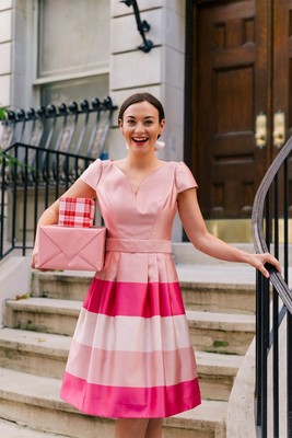 adair pink passion rose jacquard fit & flare dress