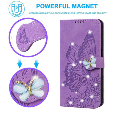 Butterfly Wallet Phone Case For iPhone Samsung Huawei Xiaomi Sony OPPO Google 1+
