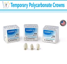 MARK3 Dental Temporary Polycarbonate Crowns All Sizes Swiss Made Box/5