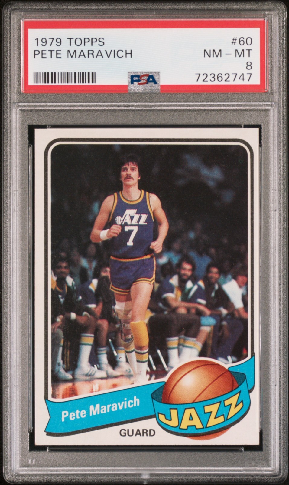 Pistol PETE MARAVICH 1979 TOPPS JAZZ HOF PSA 8 NM-MINT