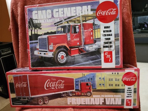 AMT COCA COLA GMC GENERAL AND FRUEHAUF BEADED PANEL VAN0 TRAILER 1:25 ...