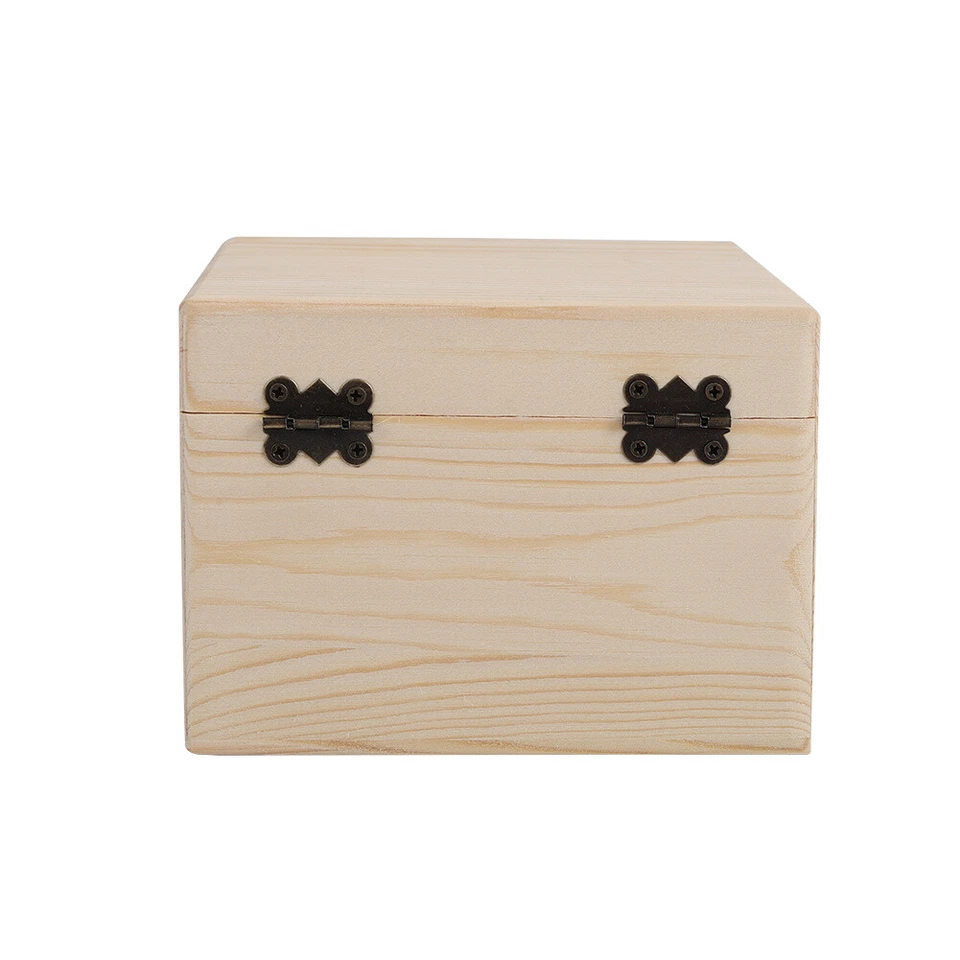 S/M/L Plain Wooden Craft Box Storage Decoupage Hobby Treasure Pirate Chest - Image 2 of 4