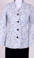 ST.JOHN Women's Tweed Blue White Purple Metallic Silver Shimmer Jacket Sz 4