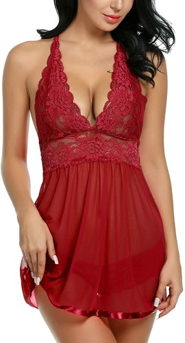 Sexy Women‘s Lace Lingerie Teddy Babydoll Chemise Sleepwear Nightie Nightgown US - Picture 7 of 34