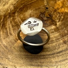Unique Ancient Roman rare solid silver ring with antelope intaglio