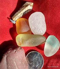 Surf Tumbled sea glass Crystal Specimens 30 Grams lot of 7 pcs