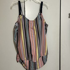 Meet Curve Tankini Top New W/tags Size 2XL Multi-color Stripe