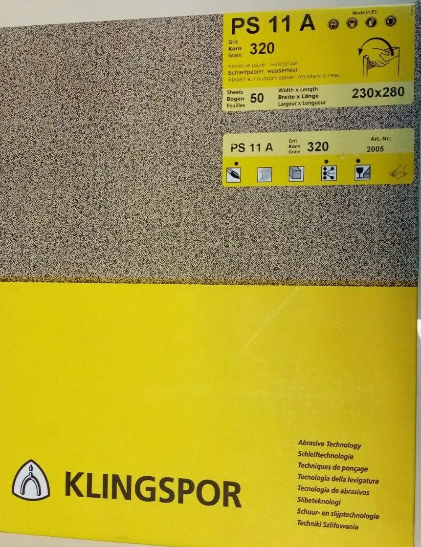 Feuilles sur support papier grain 320 KLINGSPOR PS 11 A pour carrosserie sans rayures