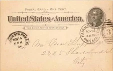 Pennsylvania Fairmount Sta. Phila. 1894 numeral duplex  1892-1895  Postal Card.